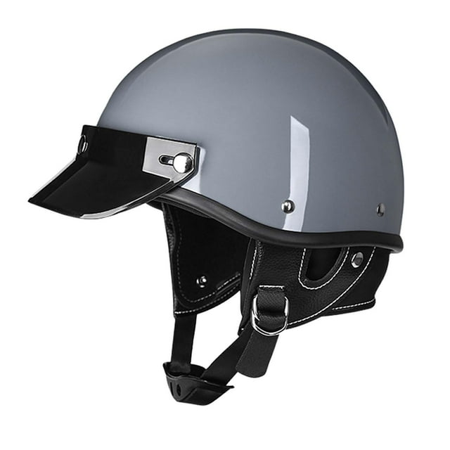 koolsoo Casque de Moto Confortable Tour de Tête Réglable Demi-Cagoule Casque Gris m