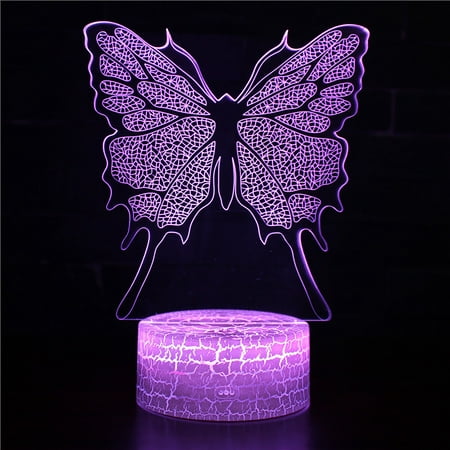 

Vikakiooze 2022 Clearance Butterfly LED Night Light Colorful 16 Colors Remote Control 3D Desk Lamp Gift