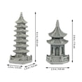 thumbnail image 4 of 2 Pcs Pavilion Statue Miniature Sandstone Japanese Lantern Pagoda, 4 of 6