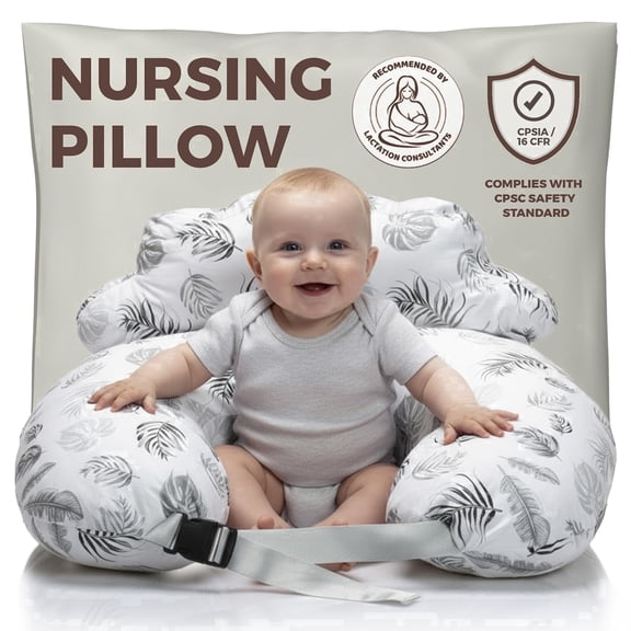 PILLANI Nursing Pillow for Breastfeeding, Breastfeeding Pillows for Mom Support & Baby Comfort, Removable Cotton Cover, w/Adjustable Waist Strap, Newborn Essentials Must Haves, Baby Registry Search