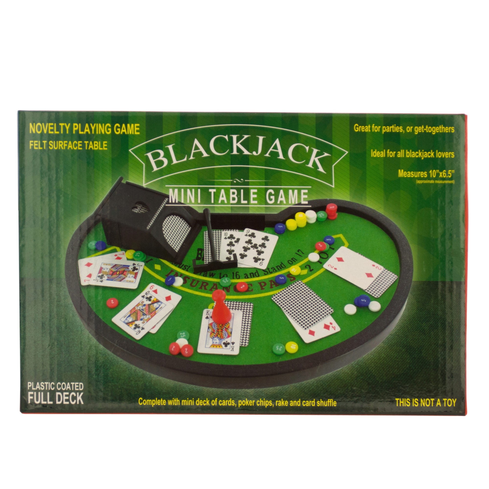 Miniature Blackjack Table Desktop Set with Mini Card Deck Poker Chips 
