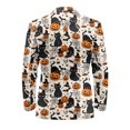 thumbnail image 6 of Uourmeti Classic Fit One Button Sport Coat with Pumpkin Cat Pattern, Lightweight Polyester Jacket for Men's Casual Business and Halloween Events, 6 of 9