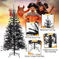 thumbnail image 2 of Patiojoy 6FT Black Halloween Tree Artificial Hinged PVC Christmas Tree w/250 LED lights, 2 of 10