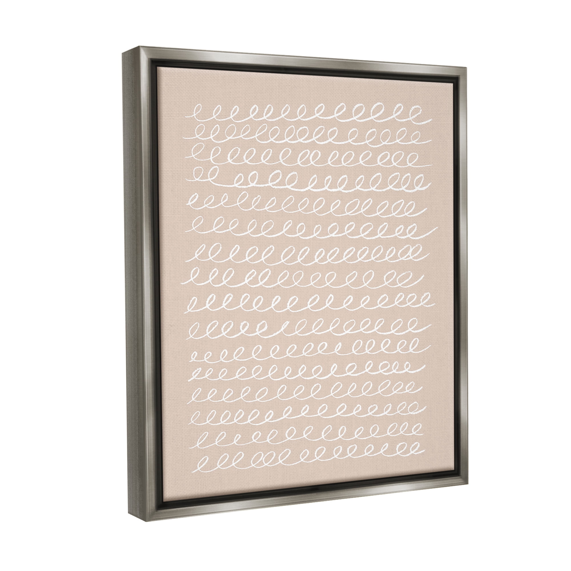 Stupell Industries Modern Beige Squiggle Abstract Painting Gray Floater Framed Canvas Art Print Wall Art, 17 x 21