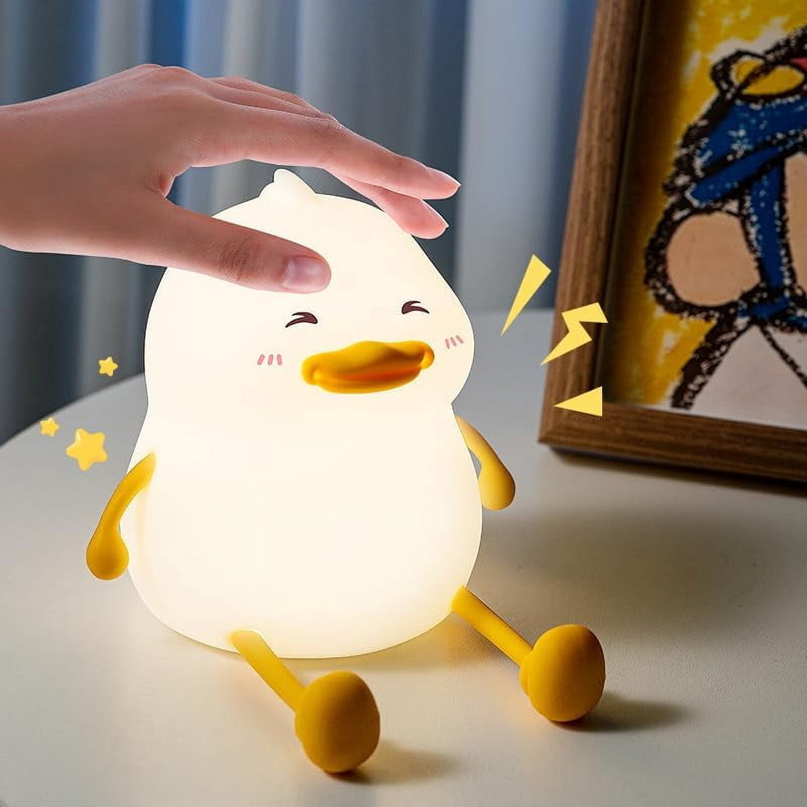 LED Cute Duck Night Light, Duck Silicone Baby Night Light, Rechargeable Table Lamp, Bedside Lamp with Touch Sensor for Bedroom, Living Room, 3 Dimmable Functions