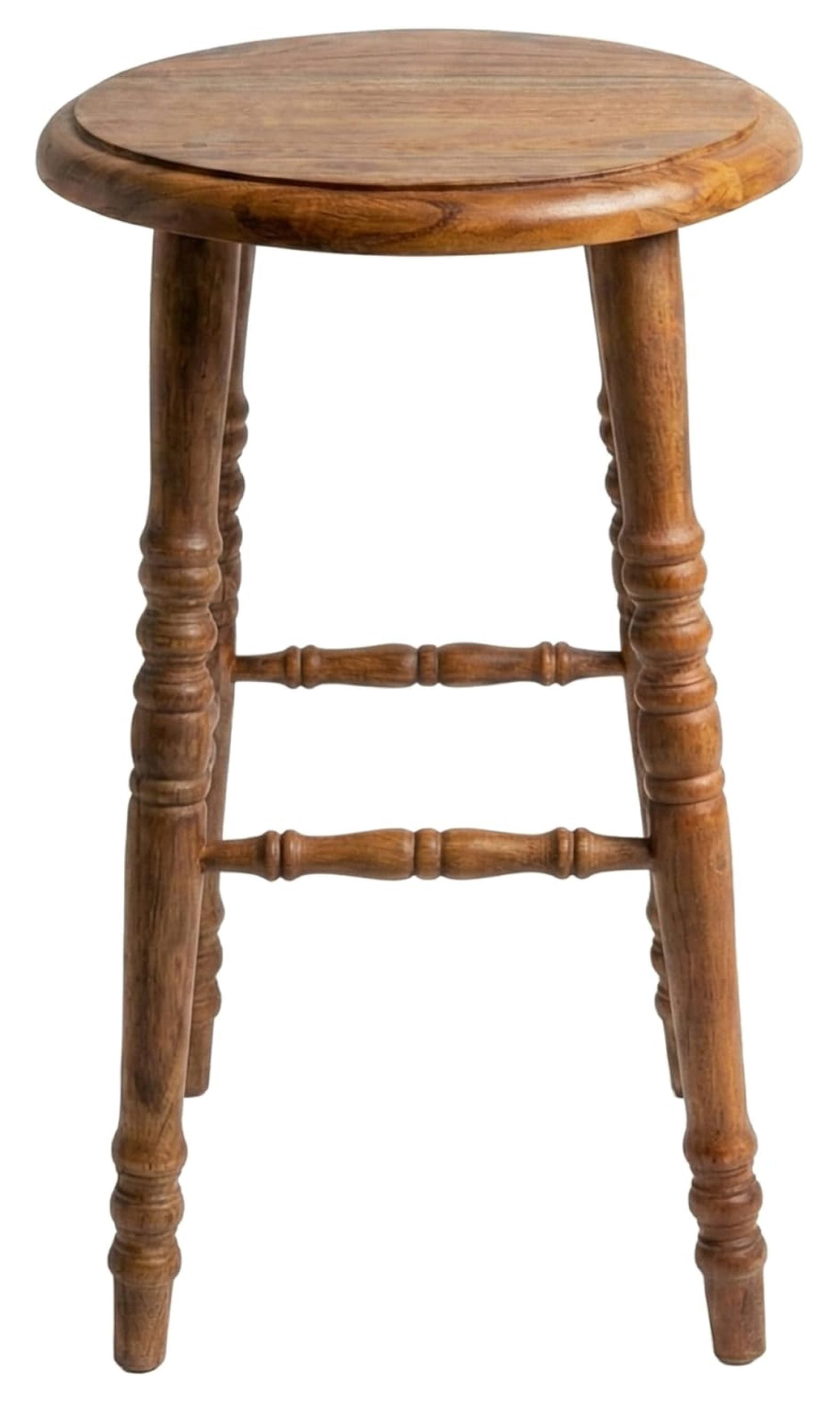 Baylor Farmhouse Counter Stool, Rustic Vintage-Style Wooden Bar Stool, 24-Inch Solid Wood, Pre-Assembled for Kitchen & Home Bar, Sustainable, Natural Brown Finish