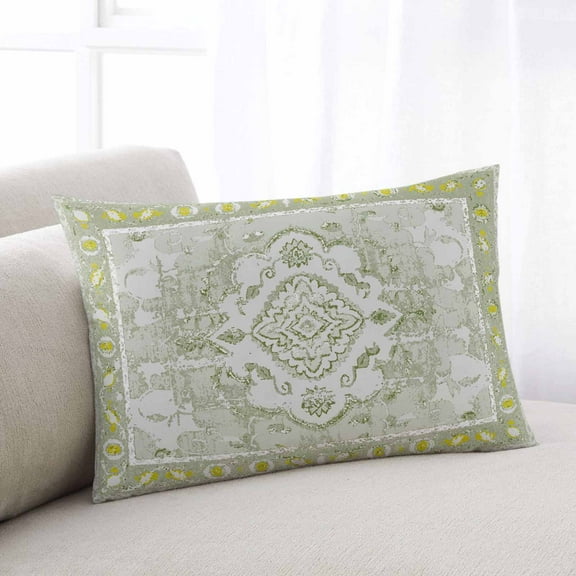 Sage Green Throw Pillow Covers, Boho Retro Decorative Abstract Floral Ethnic Soft Breathable Pillow Cases with Zipper for Sleeping, King Size Pillowcases for Couch Bed Sofa Chair 20x36 Inches