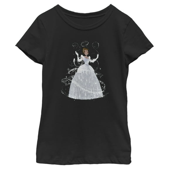 Girl's Cinderella Magic Gown Scene  Graphic Tee Black X Large