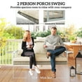 thumbnail image 3 of Outsunny 3 Person Outdoor Hanging Wicker Porch Swing Bench with Cup Holders, Cushions, and Chains, 800 LBS Capacity for Garden Backyard, Natural, 3 of 9
