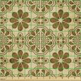 thumbnail image 2 of Ambesonne Retro Fabric by the Yard Upholstery, Oriental Geometric Flower, 1 Yard, Caramel Tan, 2 of 5
