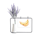 thumbnail image 1 of Platano fruta acuarela ilustración patron Tarjeta de jarrón de lavanda artificial, 1 of 3