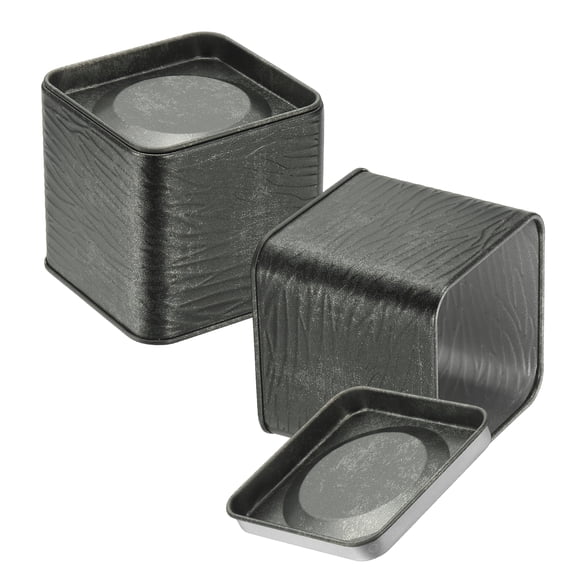 Uxcell 2Pcs Square Tin Can, 2.95inch Metal Empty Storage Container Organizer Candle Jar with Lid for Treats Gifts Favors Loose Tea Coffee Crafts Cookies, Brown