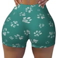 thumbnail image 2 of Haiem teal green paw No Front Seam Biker Shorts for Women Yoga Workout Gym Bike Shorts with Tummy Control Moisture-Wicking-Small, 2 of 8