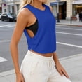 thumbnail image 2 of Bmisegm Tank Tops for Women Crew Neck Ruched Side Tanks Workout Sport Athletic Yoga Running Gym Loose Crop Sleeveless Shirts Blue XL, 2 of 6