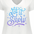 thumbnail image 4 of Inktastic Winter Let It Snow Lettering in Blue with Snowflakes Women's Plus Size V-Neck T-Shirt, 4 of 5