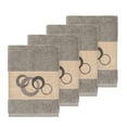 thumbnail image 2 of Authentic Hotel and Spa  Turkish Cotton Circles Embroidered Dark Grey 4-piece Washcloth Set, 2 of 3