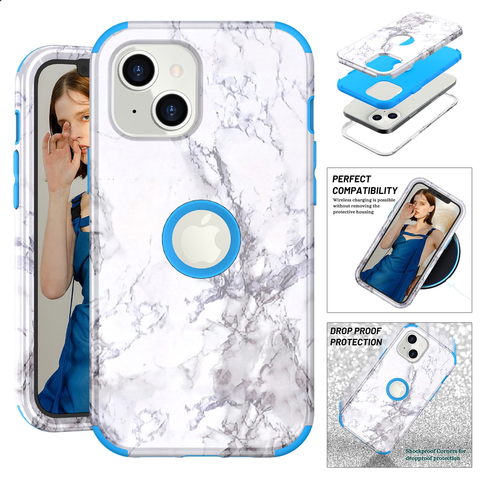 Dteck Case for Apple iPhone 13, Heavy Duty Shockproof Soft Silicone