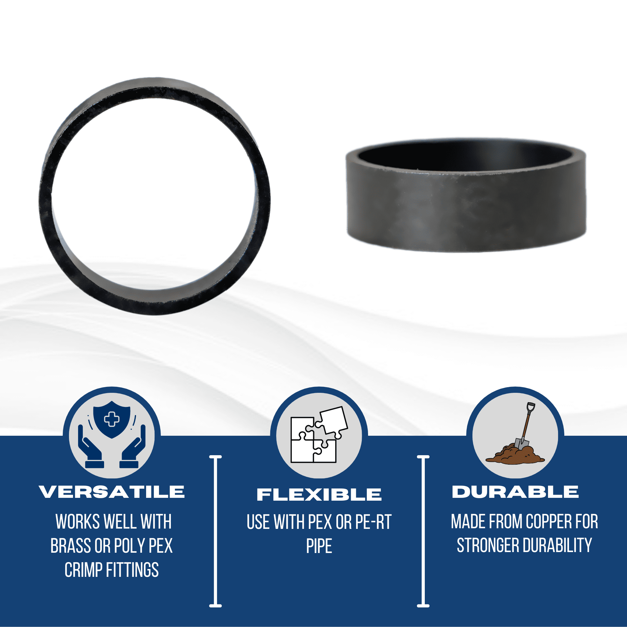 100 Pcs XFITTING 3/4 Inch Copper Pex Ring Black Oxidized Surface