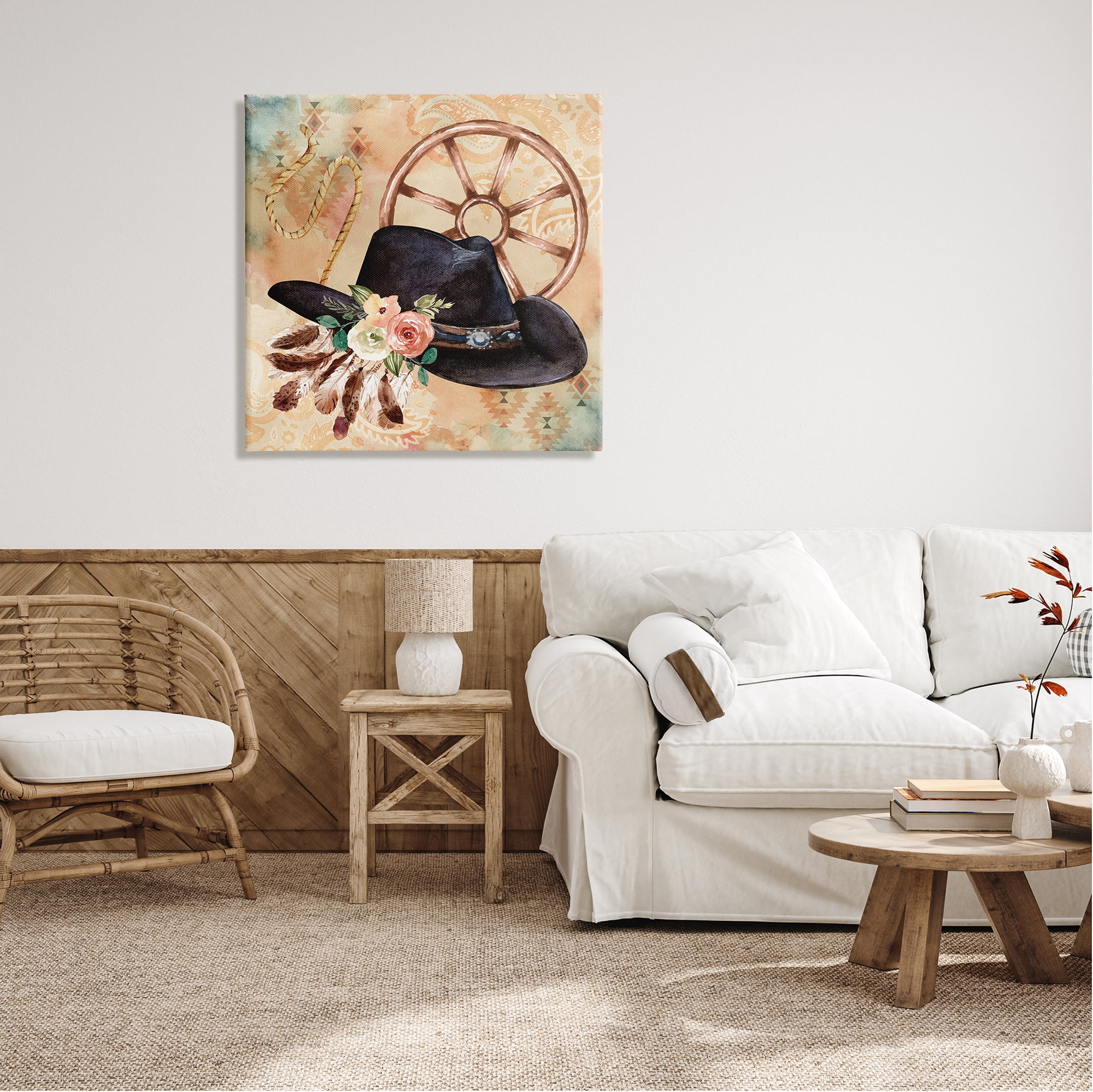 Stupell Southwestern Hat Floral Paisley Beauty & Fashion Painting Gallery Wrapped Canvas Print Wall Art