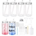 thumbnail image 2 of Set of 6/24 Clear Double Wall Acrylic Tumblers 16oz with Lids, Straws & Brushes, Insulated Snow Globe Cups for Heat Transfer, Cold Brew & Iced Tea, 2 of 12