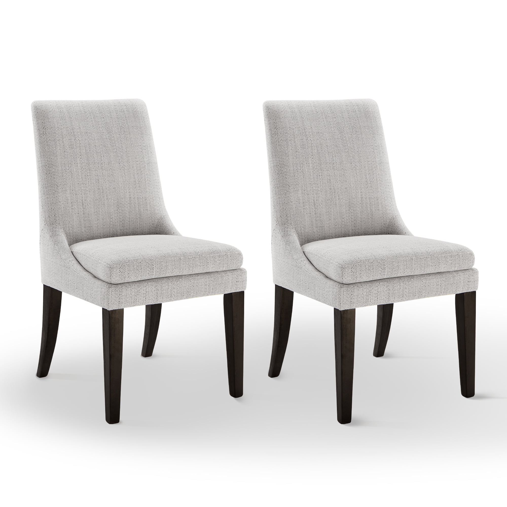 Spruce & Spring Modern Upholstered Dining Chair with Double-layed Cushioned Seat Set of 2, Ivory White
