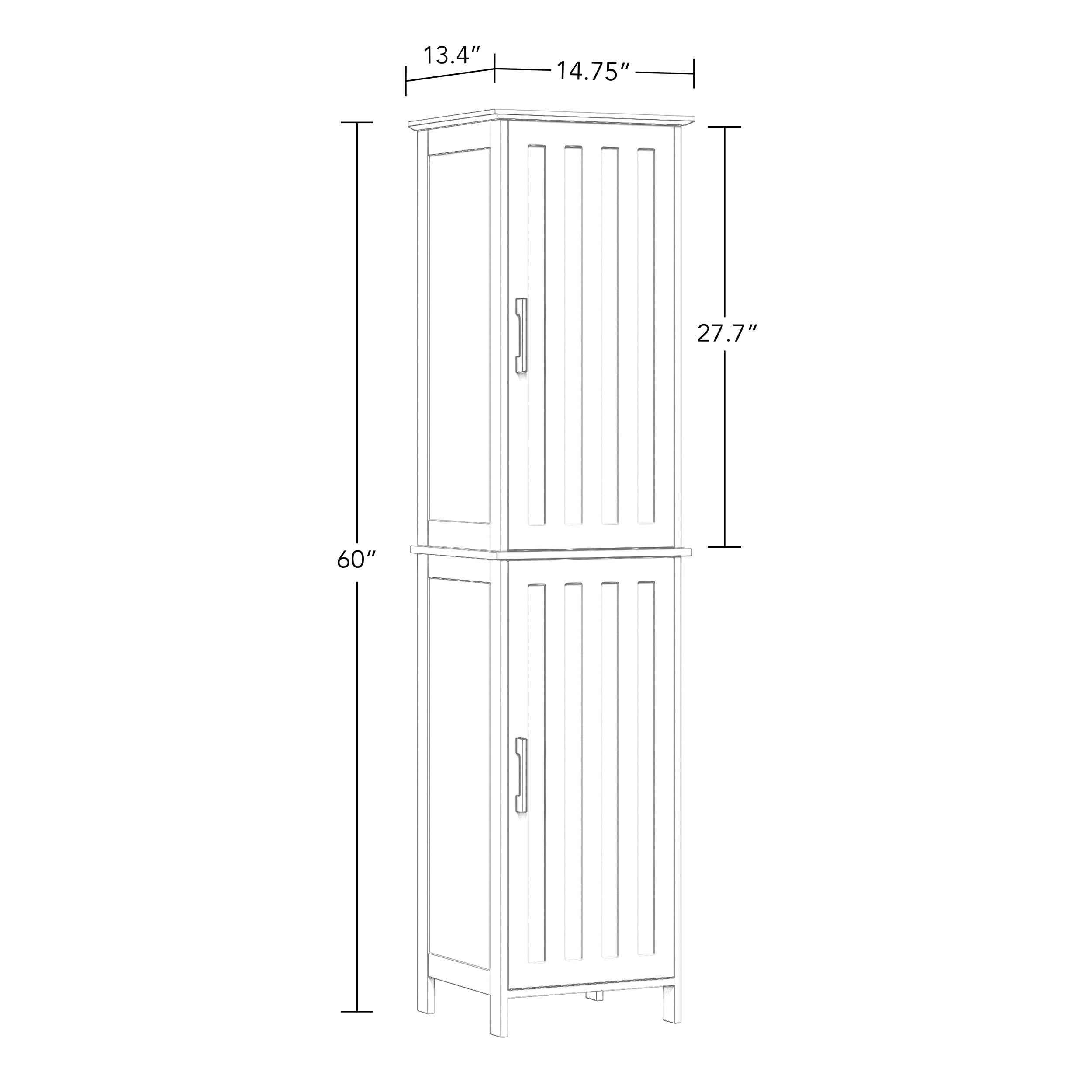 RiverRidge Monroe 2-Door Tall Bathroom Linen Storage Cabinet and Organizer Shelf - White