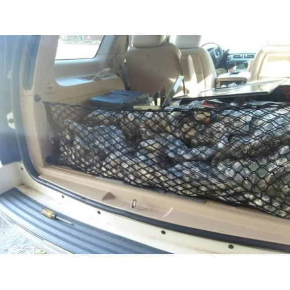 EACCESSORIES EA Trunk Organizer Cargo Net for FORD BRONCO 1980-1996 – Envelope Style Cargo Net for SUV – Premium Mesh Elastic Car Trunk Organizer Vehicle Carrier Storage – Compatible with FORD BRONCO