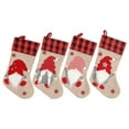 thumbnail image 6 of Christmas Stockings 4 Pack, 18 Inches Burlap Buffalo Plaid Stockings with Sweden Gnomes Family Christmas Stocking for Xmas Home Decor, Christmas Decorations, 6 of 6