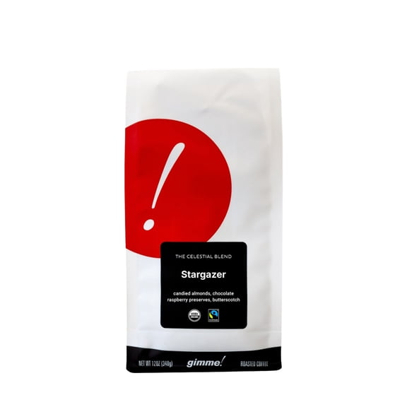 Stargazer Blend - Certified Fairtrade, Organic - Roasted by Gimme! Coffee - Whole Bean Coffee - 12oz Bag
