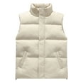 thumbnail image 2 of Men's Lightweight Packable Insulated Puffer Vest Outerwear Stand Collar Quilted Vest Full Zipper Sleeveless Lightweight Jackets with Pockets Packable Casual Winter Streetwear for Travel,White 3XL, 2 of 6