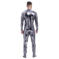 thumbnail image 2 of vastwit Men's Shiny Metallic Front Zipper Unitard Mock Neck Long Sleeve Full-body Jumpsuit Grey XXL, 2 of 3