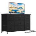 thumbnail image 1 of QinaQin Mueble para TV para pantallas de 45 o 50 pulgadas, con luces LED, estación de carga, 8 cajones de tela y repisas abiertas, 1 of 9