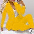 thumbnail image 2 of safuny Women's Suit Sets Plus Size Suit For Girlfriend Wife Daughter Comfy Casual Dressy Lapel Solid Color Long Sleeve Yellow L, 2 of 8