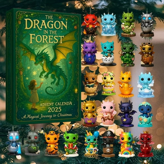 Tuscom The Dragon in the Forest Advent Calendar 2025, 24 Days Christmas Countdown Calendar with Unique Baby Dragon Toys, Collectible Holiday Gift for Teens and Adults