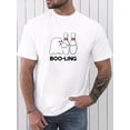 thumbnail image 1 of Camiseta de manga corta con cuello redondo y estampado de Booling para hombre, de corte regular, ideal para vacaciones de primavera y verano. y para el tiempo libre., 1 of 5