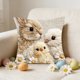 thumbnail image 5 of Funda de almohada con diseño de conejo de Pascua, con bordado falso, para sofá, de poliéster, 5 of 6