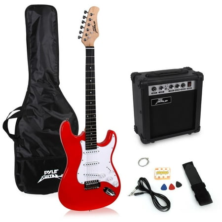 Pyle PEGKT15R - Beginners Electric Guitar Kit, Includes Amplifier & Accessories