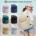 thumbnail image 5 of Travel Backpack for Women Men, Waterproof Carry on Backpack for Traveling on Airplane, Personal Item Bag Airlines Approved, College Laptop Backpack with Shoe Compartment Casual Daypack, Beige, 5 of 9