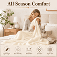 thumbnail image 3 of Unikome Knit Throw Blanket 50" x 60", Soft Lightweight Blanket for Couch, Sofa and Bed, Breathable All Season Decorative Throw, Cream, 3 of 7