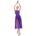 thumbnail image 6 of IBTOM CASTLE Women Lyrical Dance Dress Adult Modern Contemporary Dancewear Cap Sleeve Flowy Mesh Split Maxi Long Dress S Purple, 6 of 8