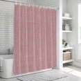 thumbnail image 5 of Polyester Fabric Vintage Nude Pink Shower Curtain, Farmhouse Retro Solid Color Linen Texture Waterproof Bathtub Curtain Bathroom Decor Set with Hooks 66 x 72 Inches, 5 of 6