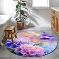 thumbnail image 3 of Round Rugs 3.3Ft, Pink Purple Floral Round Area Rug Washable Indoor Throw Carpet, Spring Hydrangea Flower Fantasy Botanical Soft Non Slip Circle Rug for Laundry Room Patio Home Decor Aesthetic, 3 of 8