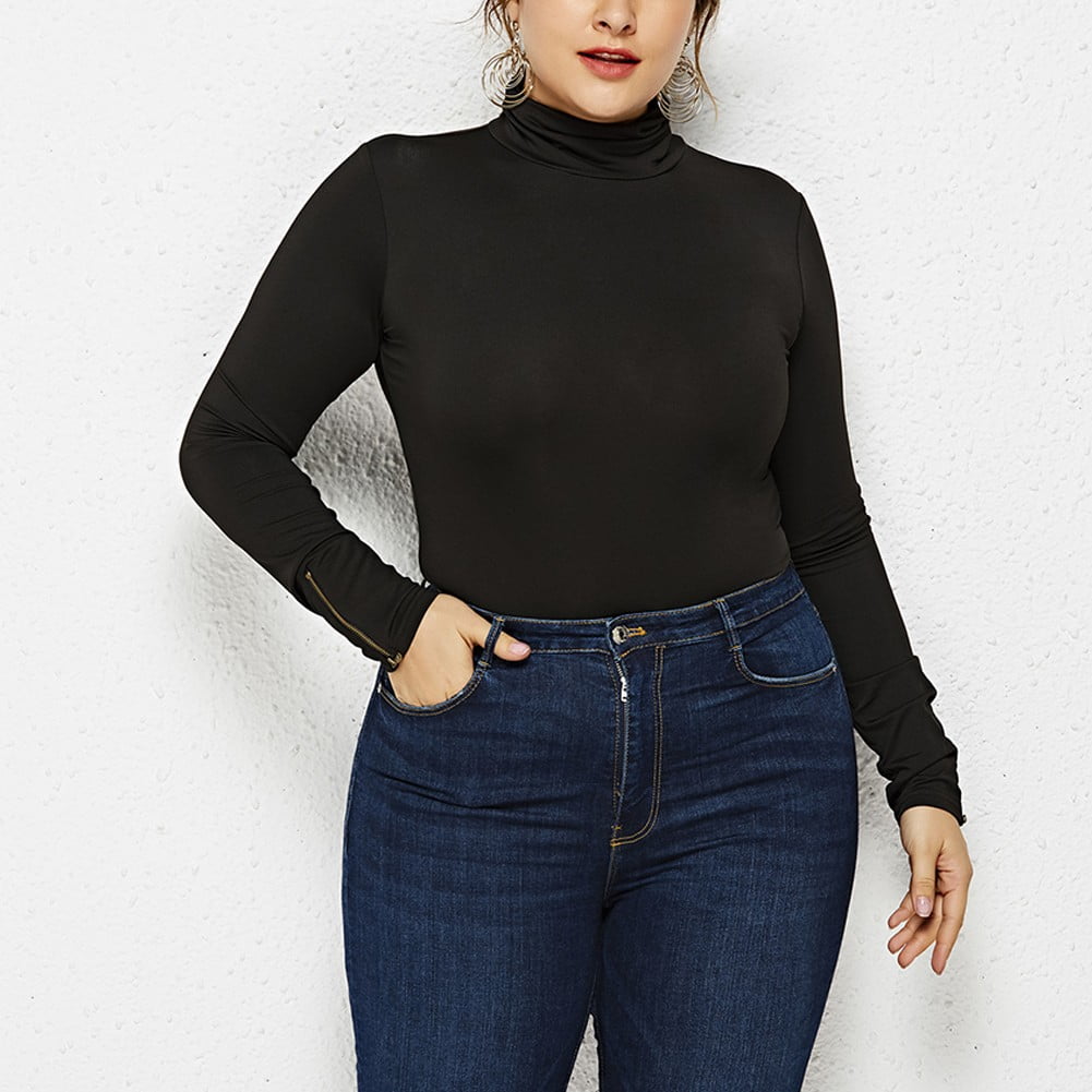 plus size black turtleneck bodysuit