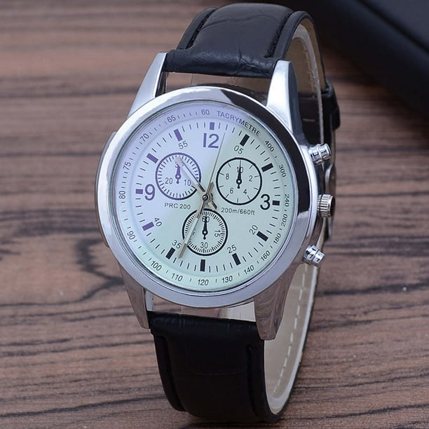 Reloj de cuarzo para hombre, reloj deportivo de cuarzo con disco multipuntero y correa de cristal azul claro para mujer.