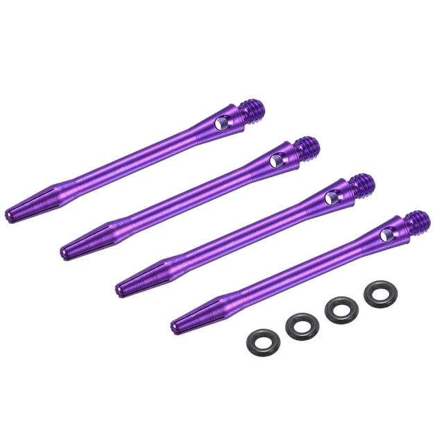 Ejes de dardos de aluminio Uxcell, accesorios de reemplazo con roscas 2BA y anillos de goma para puntas de acero, púrpura, 48 mm