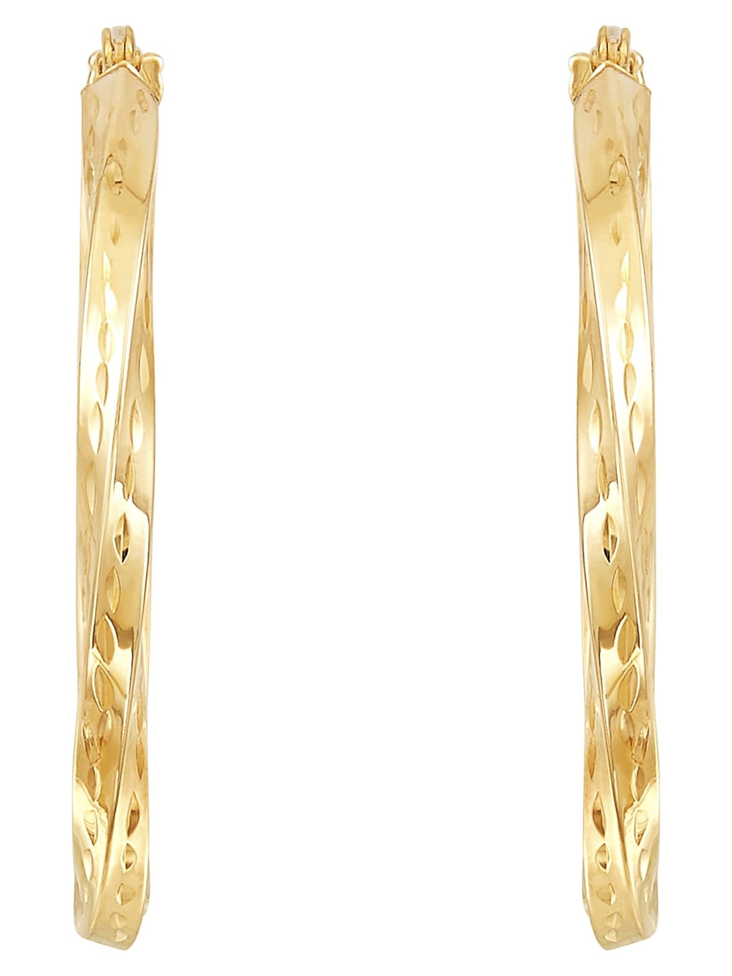 Brilliance Fine Jewelry 10K Yellow Gold Diamond-Cut Twist Earrings