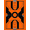 Orange Black, Pattern 3, variant on ODIKA Round Athletic Hoop Center Featuring Lines Football Blanket Border for Dorm Room, Small Living Apartment, Stain Resistant Low Profile