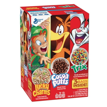 Product of General Mills Lucky Charms, Cocoa Puffs and Trix Cereal Variety Pack, 3 pk. [Biz (Mom's Best Cocoa Puffs)