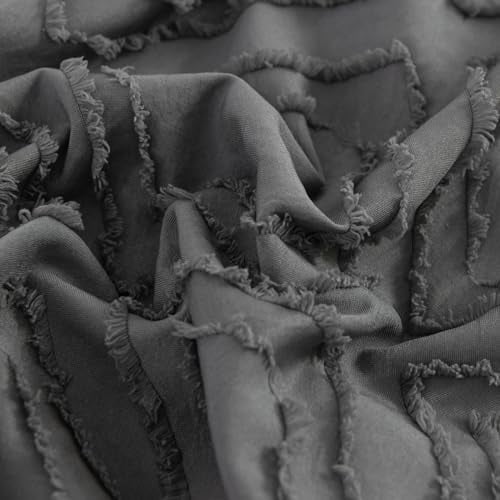 Tufted Bed Skirt Queen Size, Ruffled Bed Skirt with Split Corners, Queen Bed Skirt 18 Inch Drop, Square Boho Queen Size Bed Skirt for Ruffled Bed Skirts, Grey, 18'' Queen