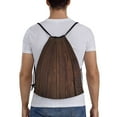 thumbnail image 2 of Kdxio Vintage Wood Print Drawstring Backpack Bag,Waterproof Draw String Back Sack, Gym Drawstring Bags Swim Bag For Unisex, 2 of 9